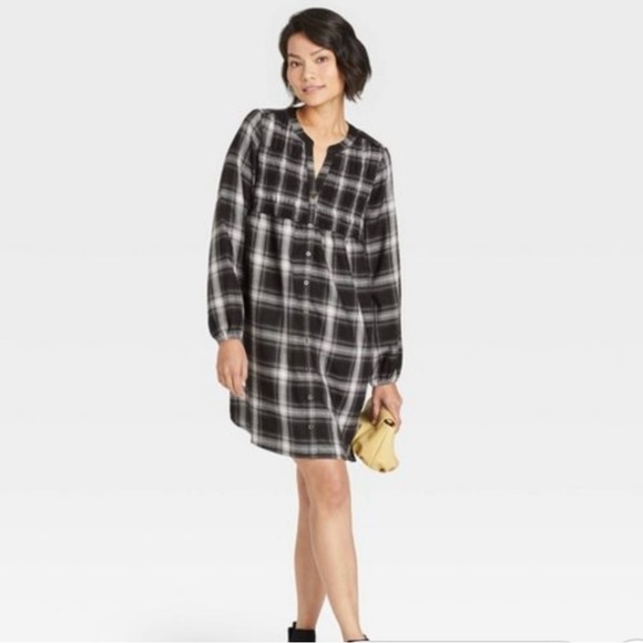 Knox Rose Plaid Black and White Dress size large - Picture 1 of 11